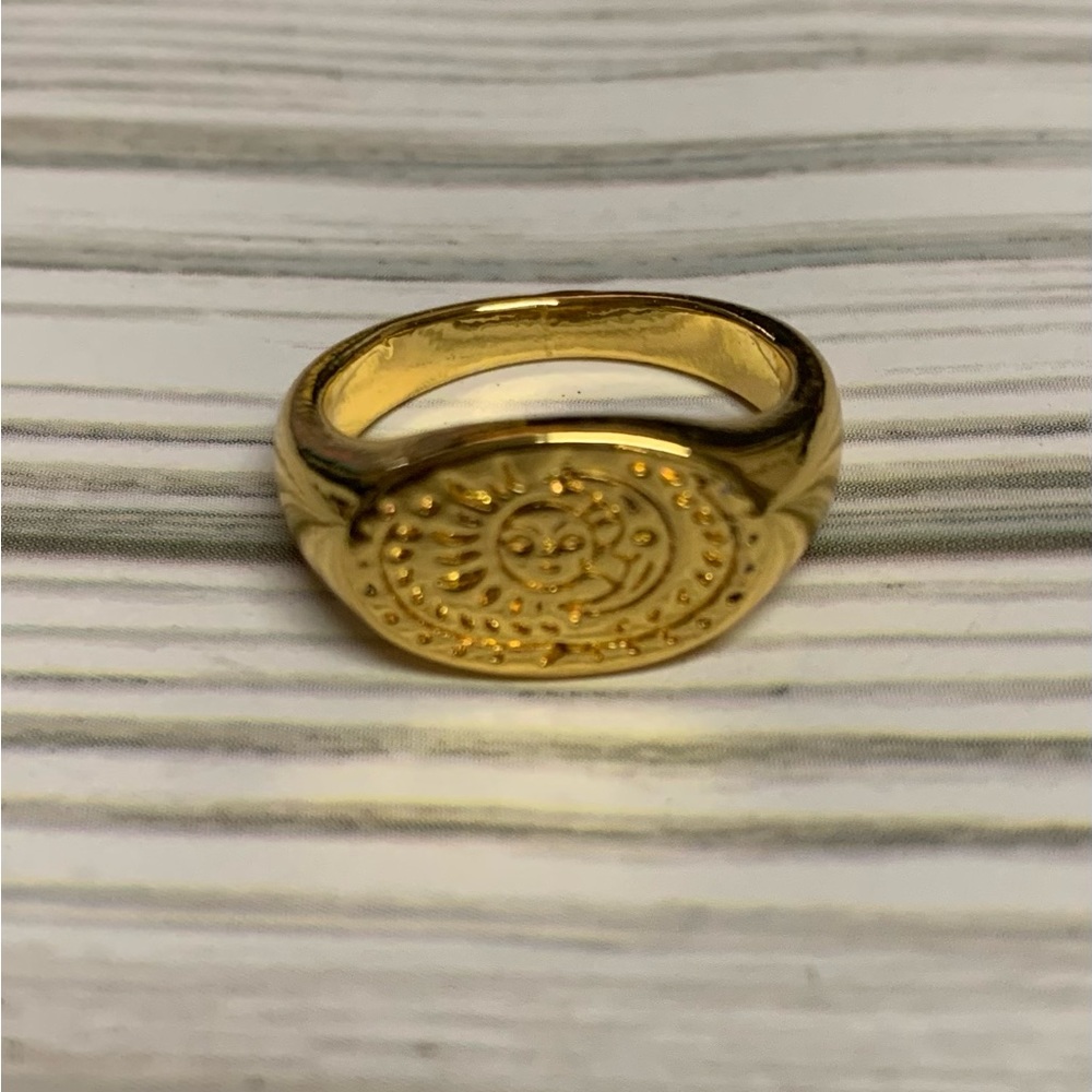 Gold Plated Sun and Moon Ring